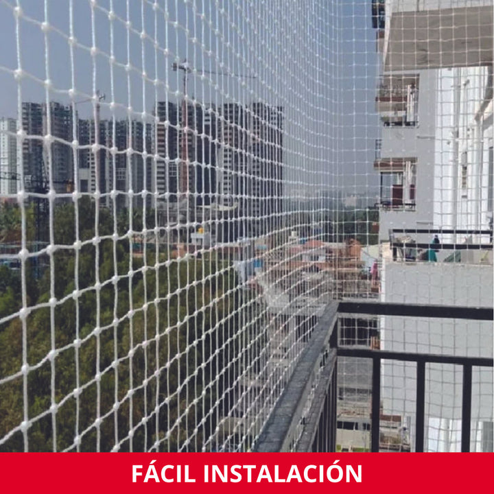 Remi - Rede de Proteção para Gatos Branca com Fixações e Silicone para Varandas