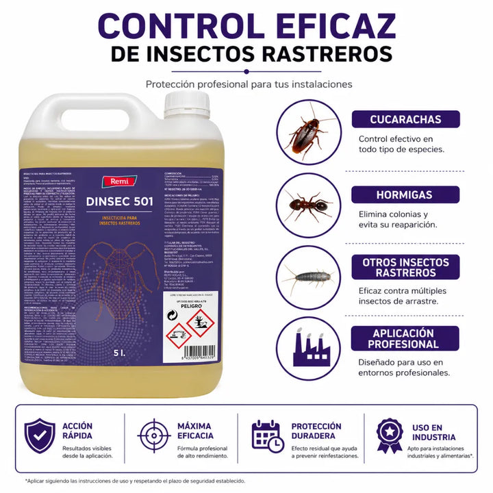 Dinsec 501 Insecticida Profesional para Cucarachas e Insectos Rastreros | Uso Ambiental e Industria Alimentaria