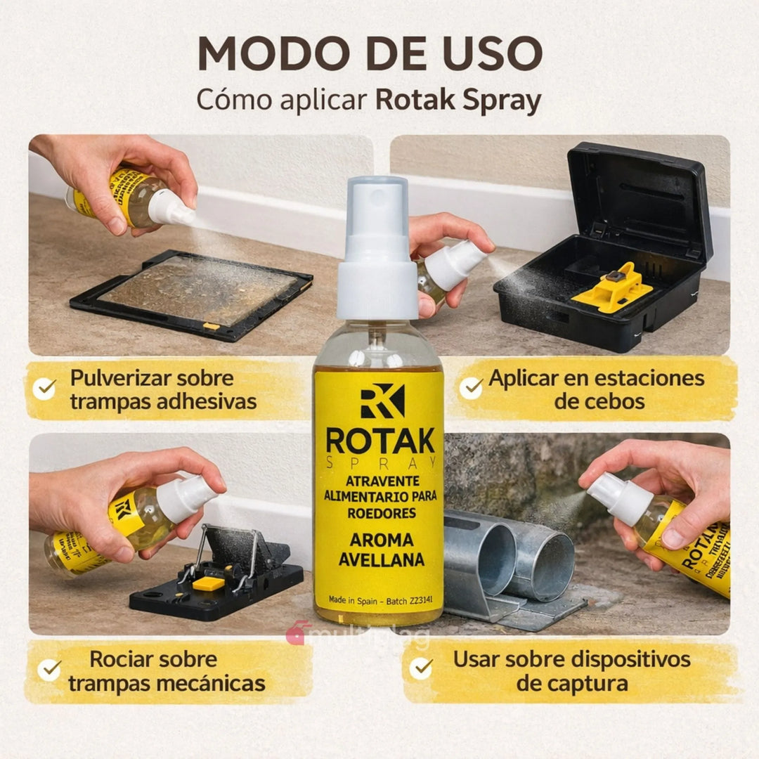 Rotak Spray – Atrayente Alimentario Roedores Sin Tóxicos ni Alérgenos