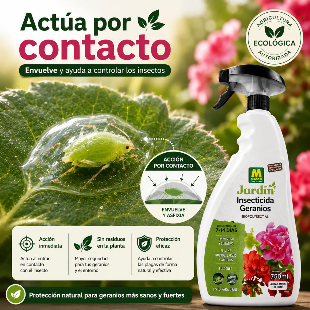 Tratamiento Insecticida y acaricida para Geranios de origen natural para plantas ornamentales Massó