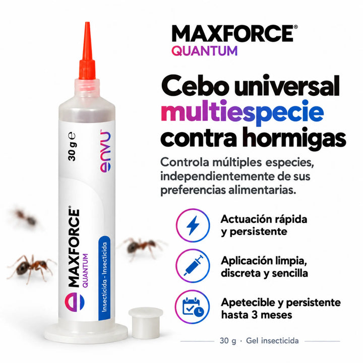 Maxforce Quantum Gel Hormigas insecticida para el control de diferentes tipos de hormigas.