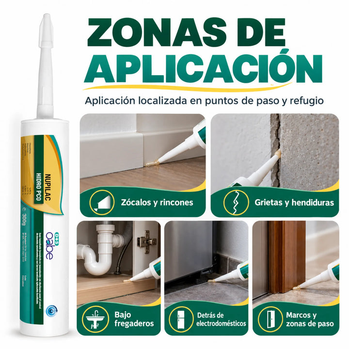 Nupilac Hidro PCO 300 g es una laca insecticida en gel de base acuosa para el control localizado de cucarachas, hormigas y otros insectos rastreros en interiores.