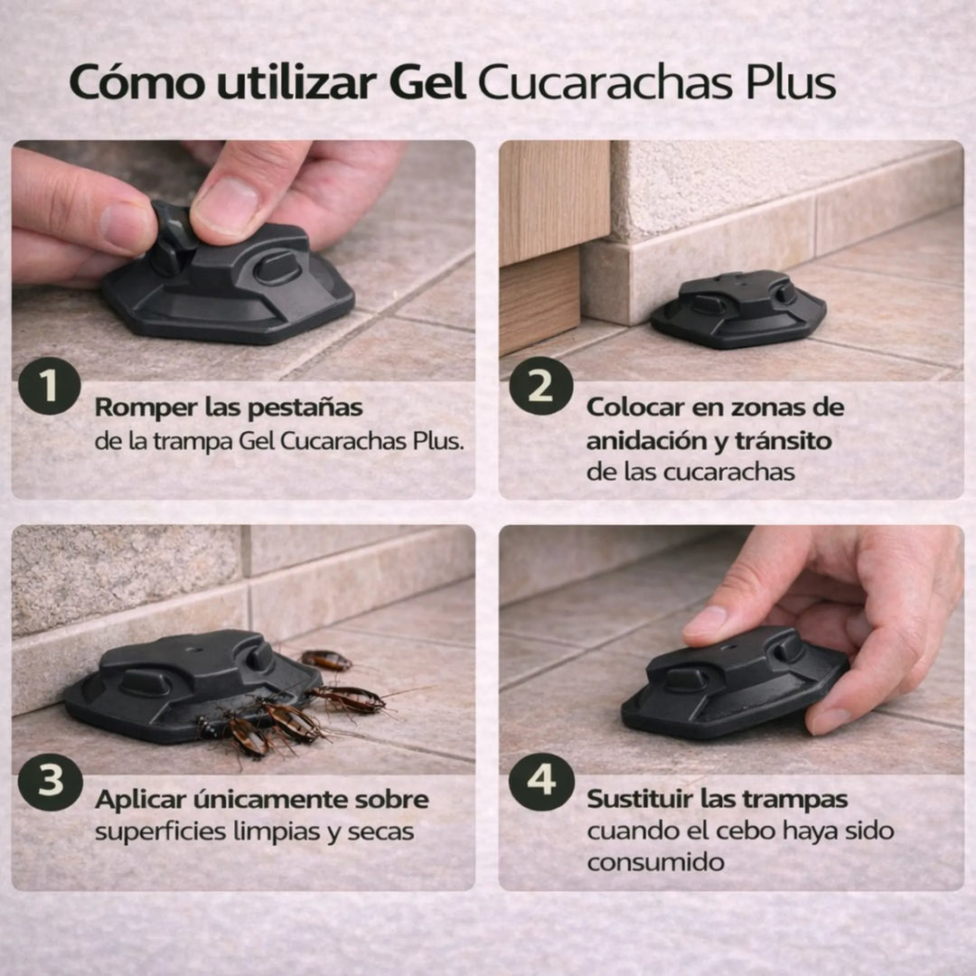 Trampas con cebo en gel de alta atracción que eliminan la colonia desde el nido, sin manipulación y sin plazo de seguridad (3+1 Gratis)