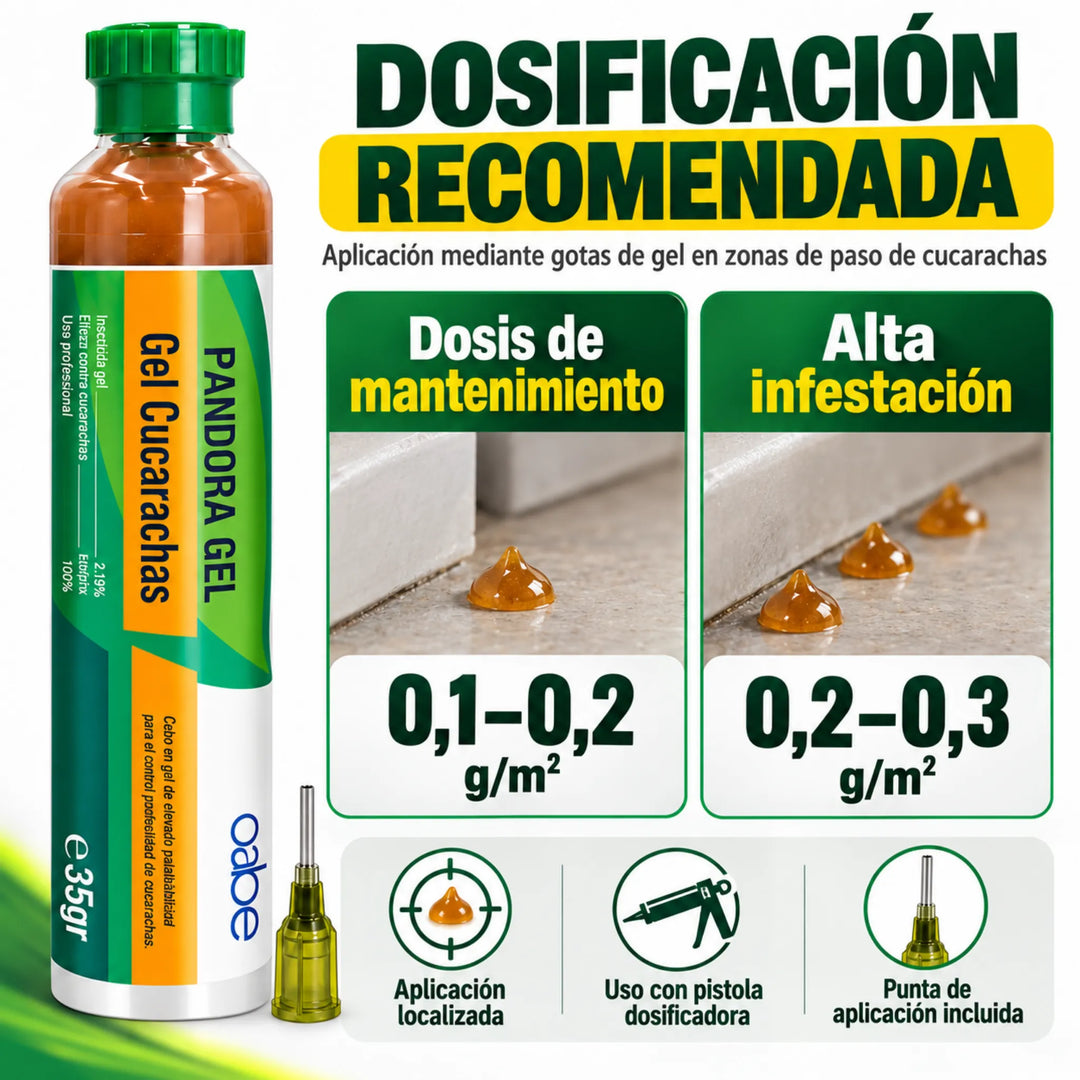 Pandora Gel 35 g es un cebo insecticida con imidacloprid al 2,15 % para el control eficaz de cucarachas, incluso aquellas que muestran aversión a los cebos tradicionales.