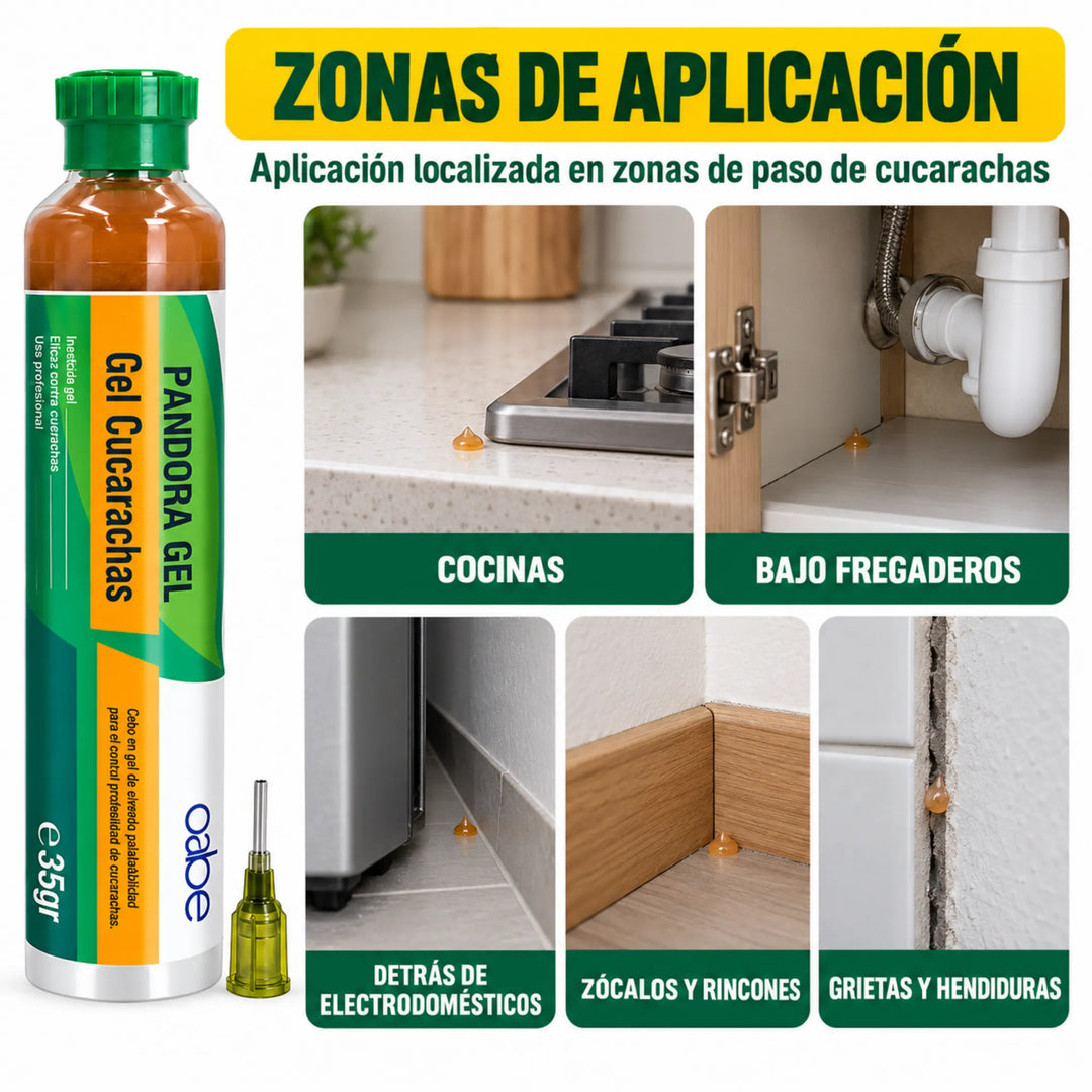 Pandora Gel 35 g es un cebo insecticida con imidacloprid al 2,15 % para el control eficaz de cucarachas, incluso aquellas que muestran aversión a los cebos tradicionales.