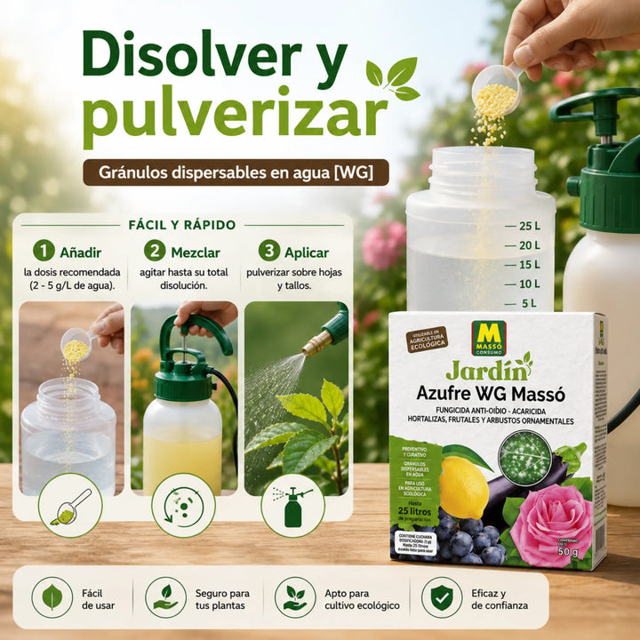 Preben Azufre WG protección ecológica frente al oídio, ácaros y araña roja