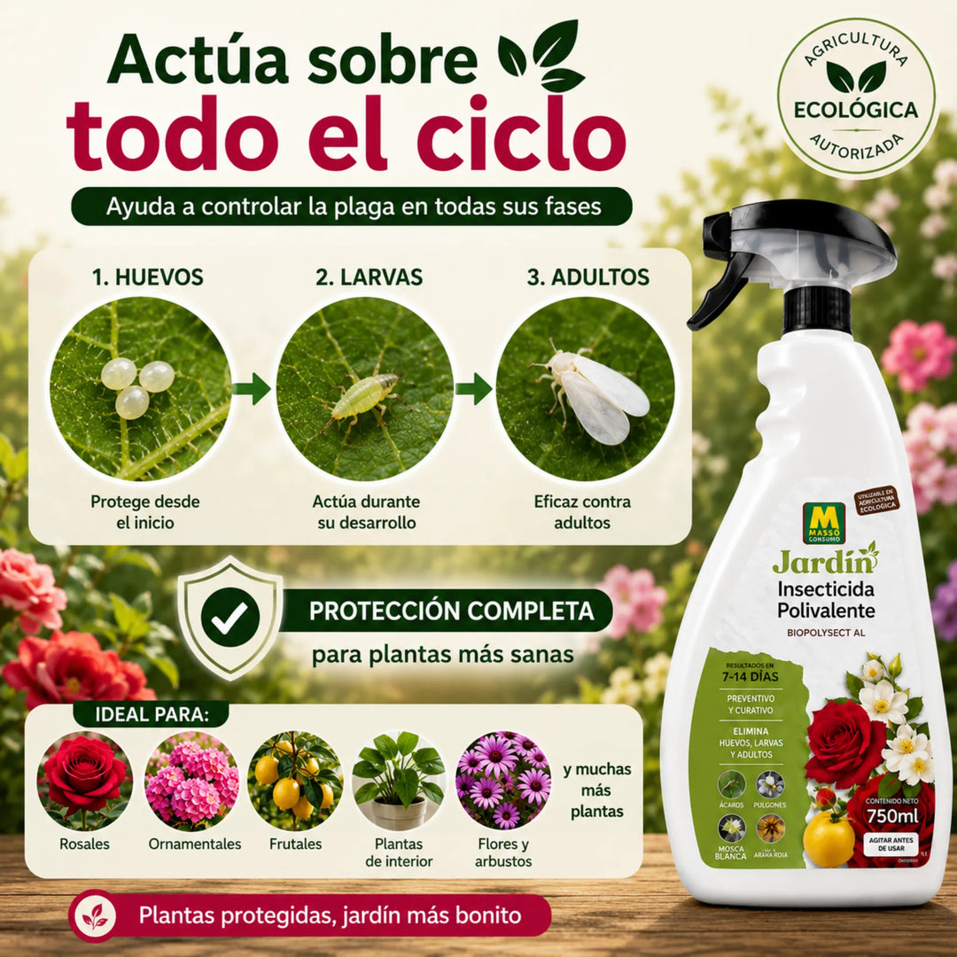Acción insecticida y acaricida por contacto sobre todas las fases de desarrollo Massó