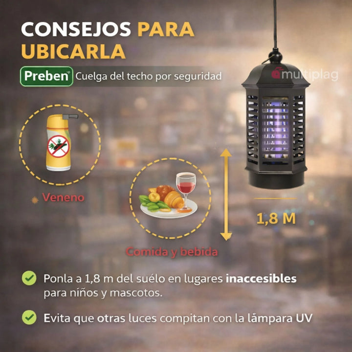Massó - Trampa Eléctrica de Insectos Preben UV Interior Moscas y Mosquitos