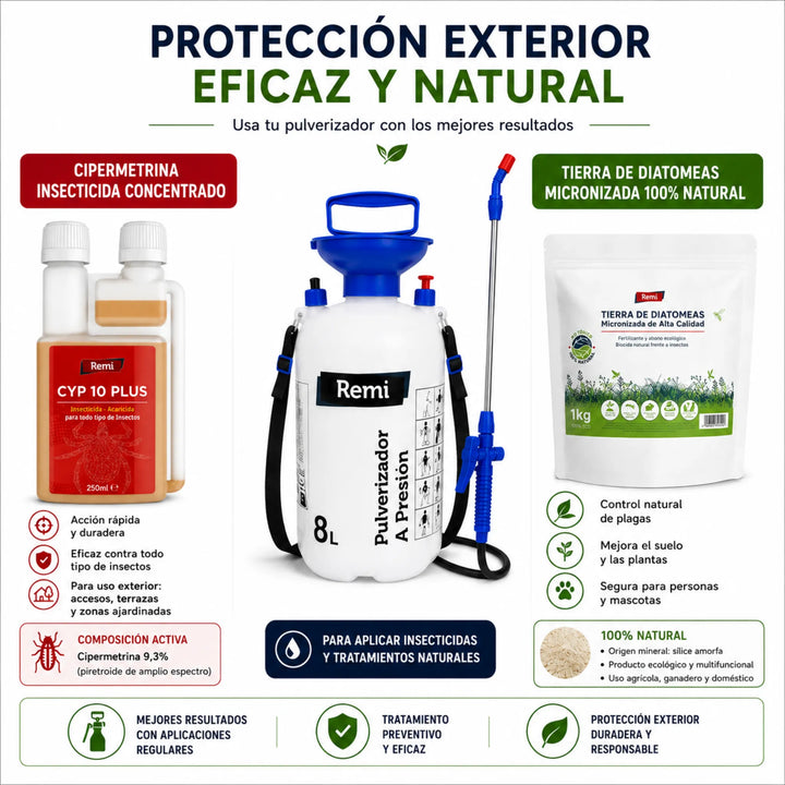 Pulverizador Manual de Presión 8 Litros con Lanza