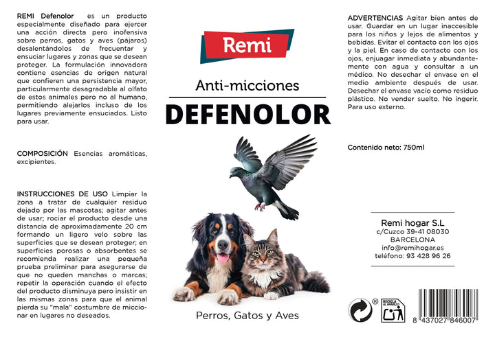 DEFENOLOR anti micciones para perros, gatos y palomas