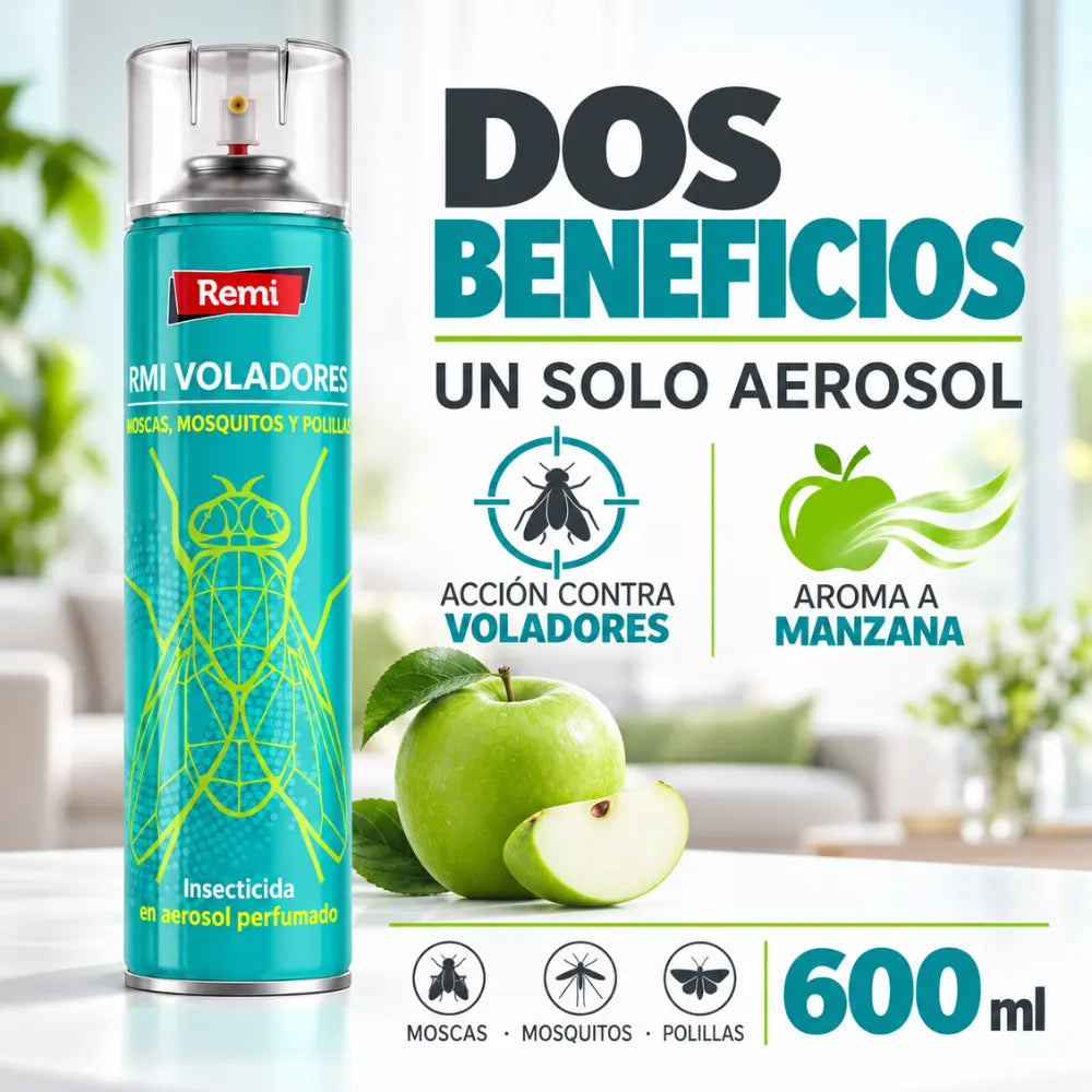 RMI Voladores aerosol insecticida perfumado formato de 600 ml con fragancia a manzana