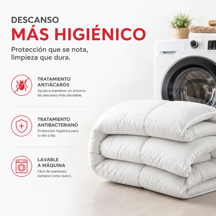 Edredón Nórdico Antibacteriano y Antiácaros de Fibra Transpirable y Lavable para un Descanso Cómodo y Saludable