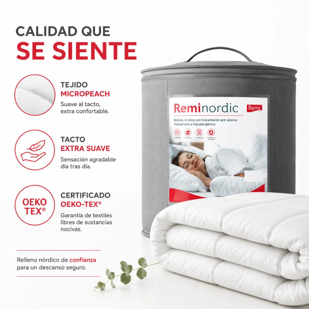 Edredón Nórdico Antibacteriano y Antiácaros de Fibra Transpirable y Lavable para un Descanso Cómodo y Saludable