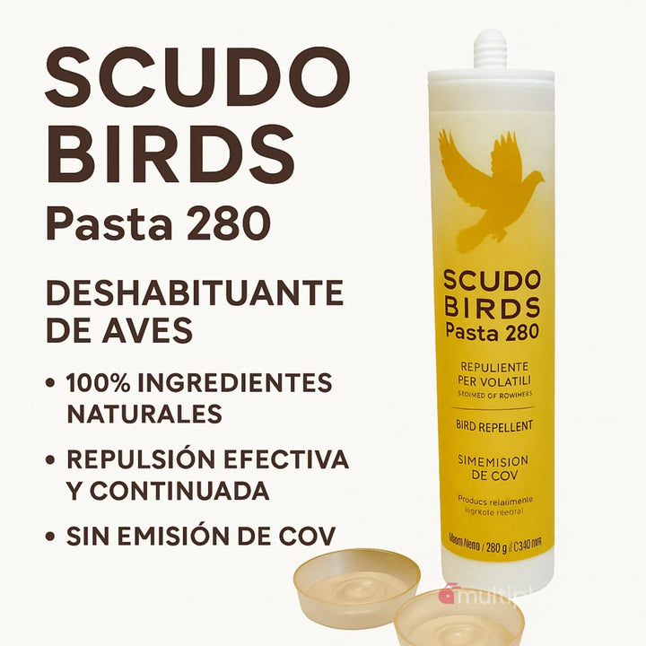 Scudo Birds Pasta Gel – Repelente Aves Deshabituante Natural para Palomas y Aves Urbanas