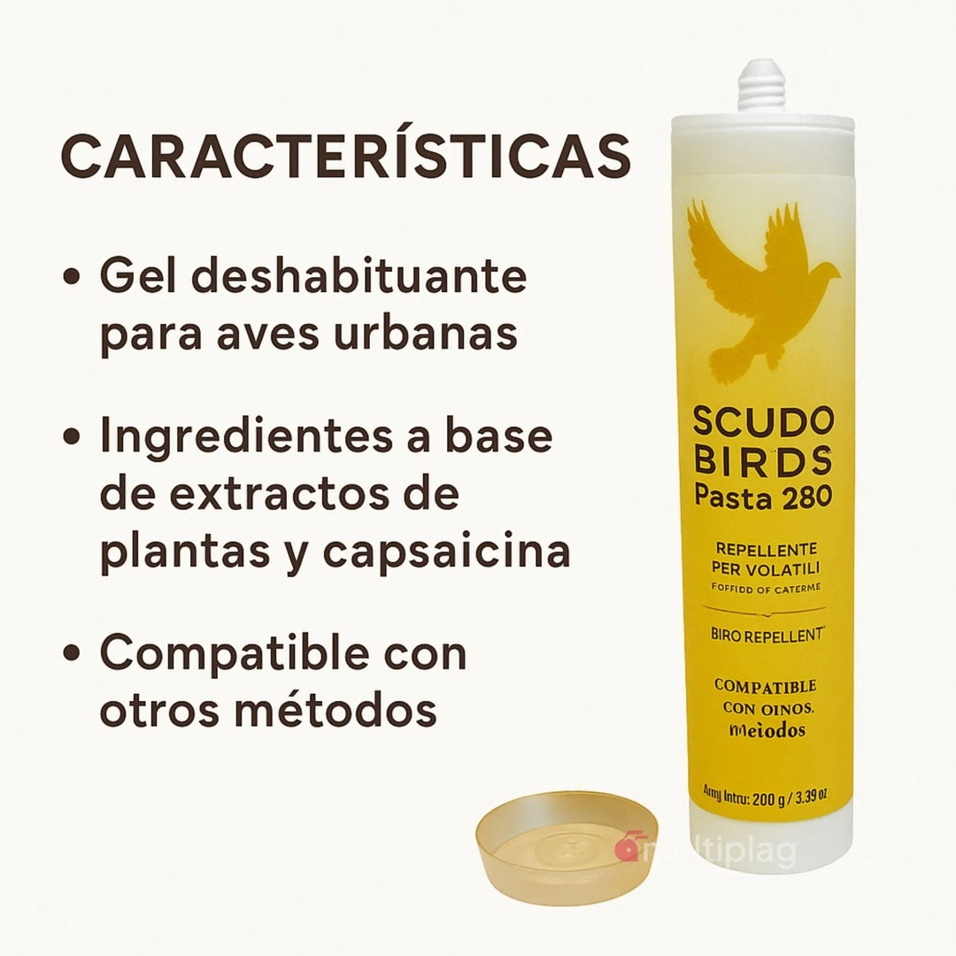 Scudo Birds Pasta Gel – Repelente Aves Deshabituante Natural para Palomas y Aves Urbanas