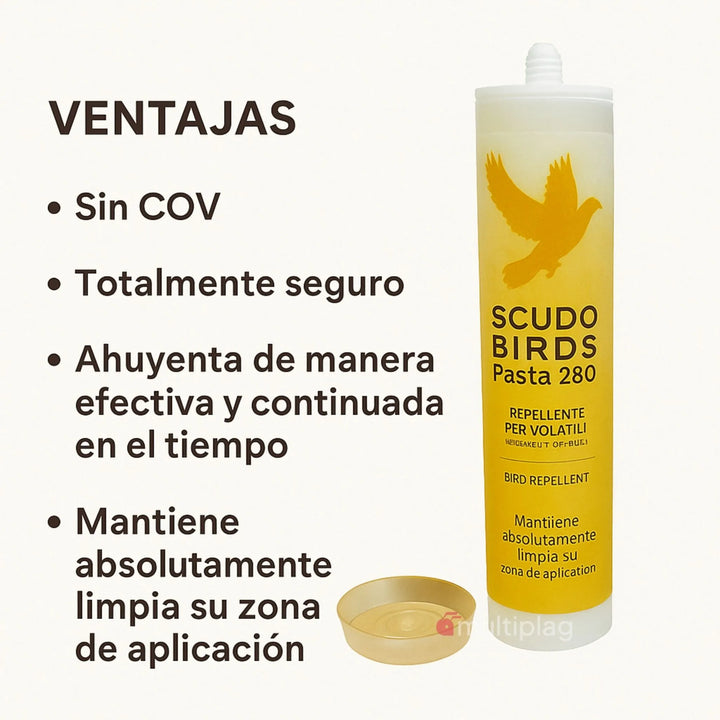 Scudo Birds Pasta Gel – Repelente Aves Deshabituante Natural para Palomas y Aves Urbanas