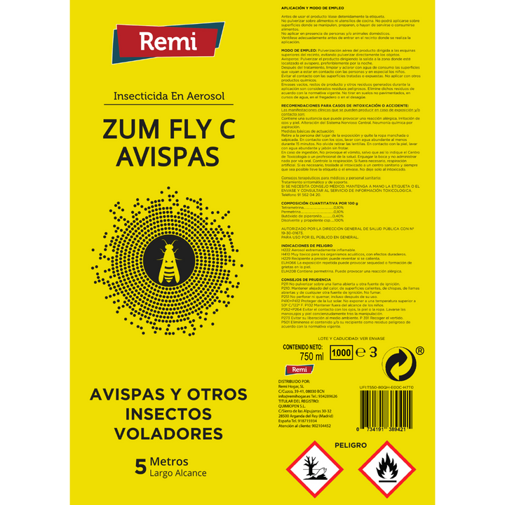 Remi - Spray Insecticida avispas, avispón y avispa asiática 750 ml