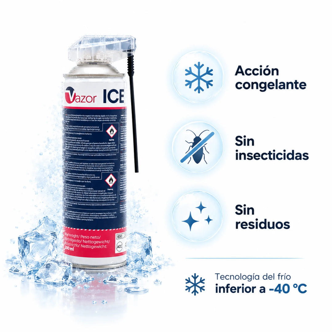 Spray congelador anti insectos con acción por frío inferior a -40 °C. Elimina rápidamente insectos rastreros y voladores sin insecticidas ni residuos. Fácil de usar, ideal para hogares y superficies sensibles.