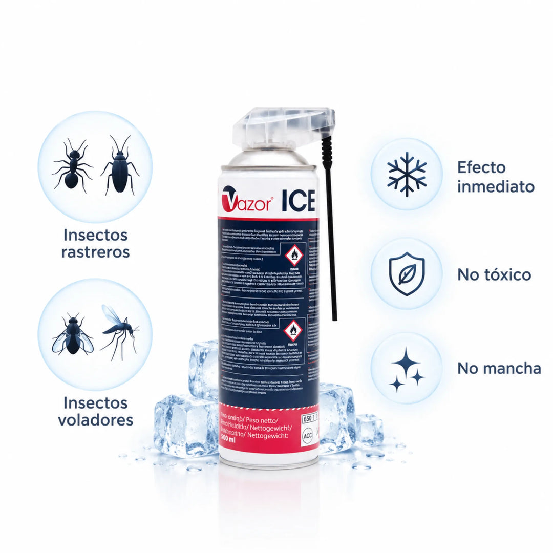 Spray congelador anti insectos con acción por frío inferior a -40 °C. Elimina rápidamente insectos rastreros y voladores sin insecticidas ni residuos. Fácil de usar, ideal para hogares y superficies sensibles.
