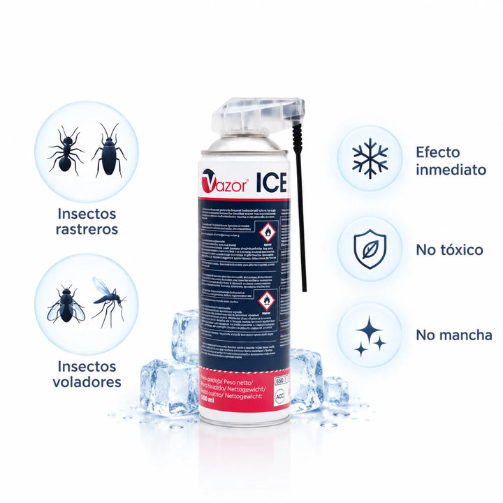 Spray congelador anti insectos con acción por frío inferior a -40 °C. Elimina rápidamente insectos rastreros y voladores sin insecticidas ni residuos. Fácil de usar, ideal para hogares y superficies sensibles.