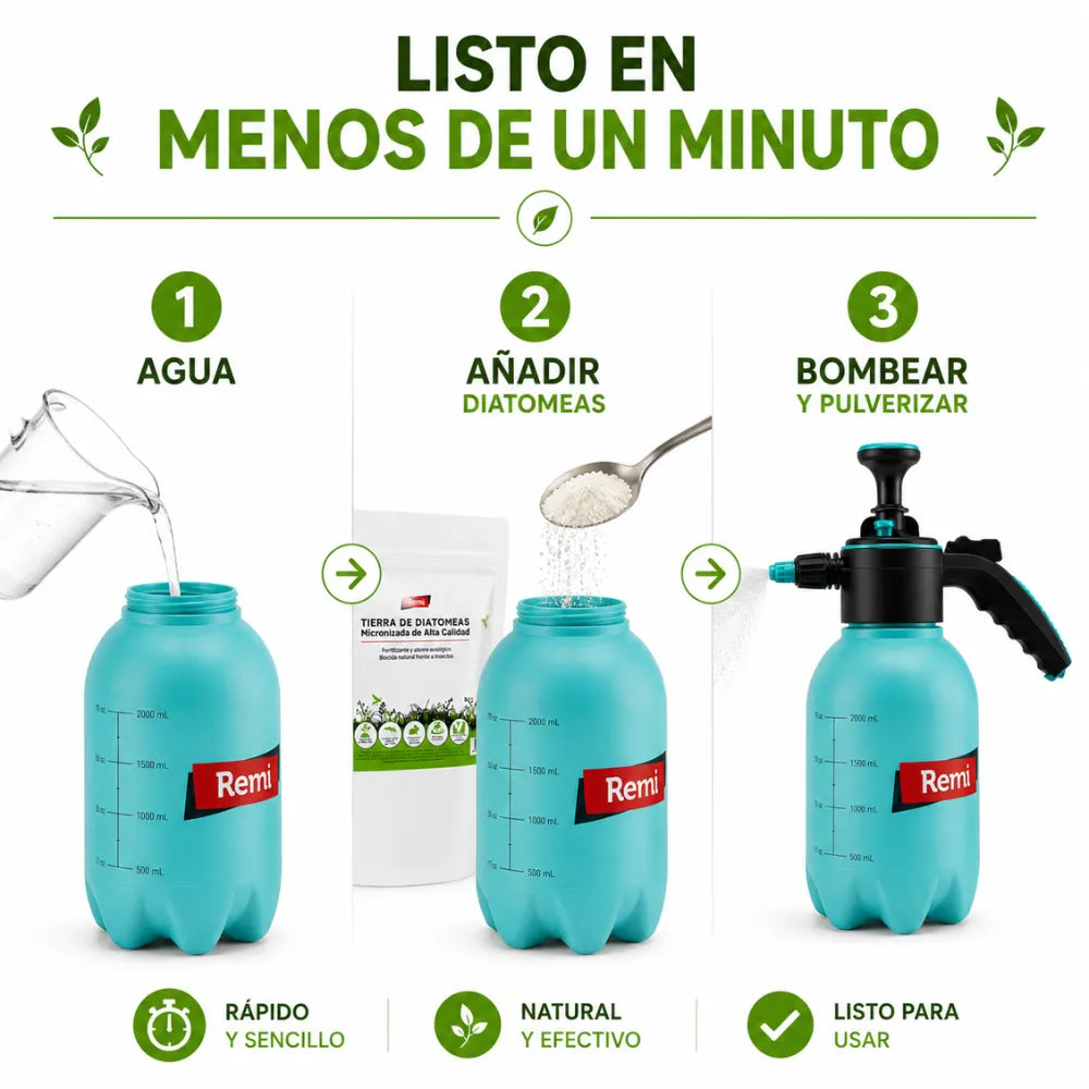 Tierra de diatomeas micronizada con equipo de pulverización para una aplicación uniforme