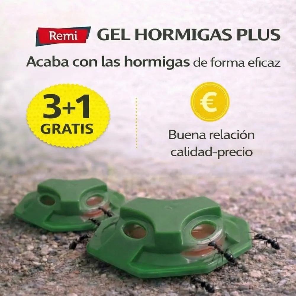 Trampas con cebo en gel de alta atracción que eliminan la colonia desde el hormiguero, sin manipulación y sin plazo de seguridad